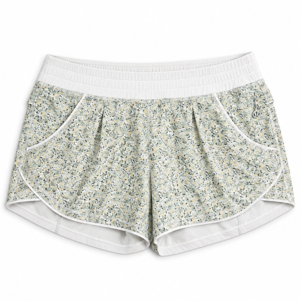 Lululemon Run Speed Shorts Womens Size 8 Grey Floral White Running Athletic